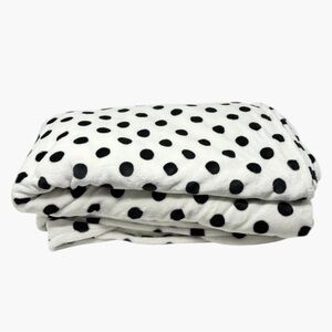 Kate Spade White Black Polka Dot Fleece Blanket